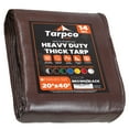 thumbnail image 1 of Tarpco Safety 14 Mil Extra Heavy Duty Tarp Camping Tarpaulin Waterproof Cover, Brown and Black 20′ X 40′Ft, 1 of 7
