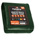 thumbnail image 1 of Tarpco Safety 14 Mil Extra Heavy Duty Tarp Camping Tarpaulin Waterproof Cover, Green and Black 20' x 30'Ft, 1 of 7