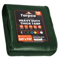 thumbnail image 1 of Tarpco Safety 14 Mil Extra Heavy Duty Tarp Camping Tarpaulin Waterproof Cover, Green and Black 50' x 70'Ft, 1 of 7