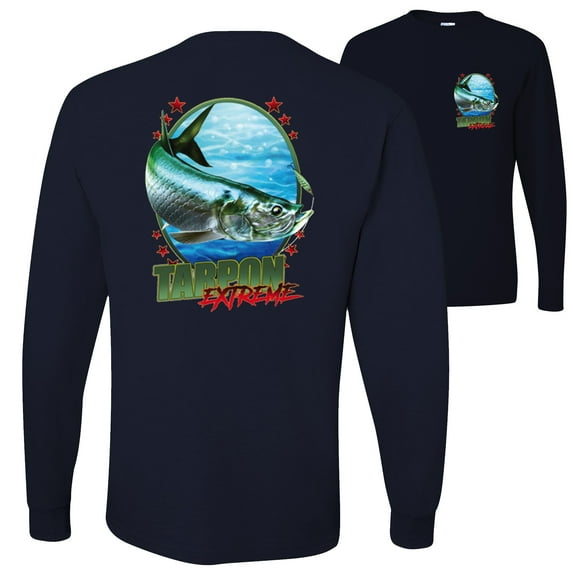 Tarpon Extreme Fish Lovers FRONT AN BACK Mens Long Sleeves, Black, Small