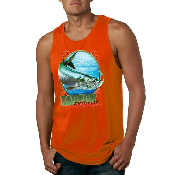 Tarpon Extreme Mens Graphic Tank Top, Orange, Small