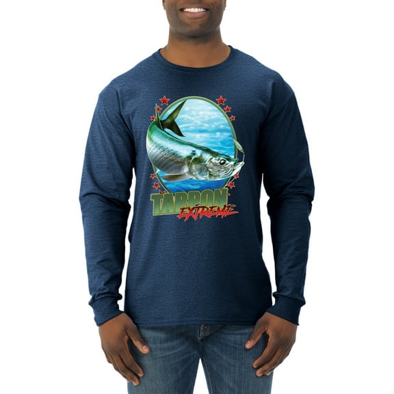 Tarpon Extreme Mens Long Sleeve Shirt, Vintage Heather Navy, 3XL