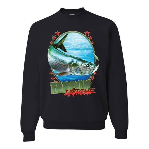 Tarpon Extreme Unisex Crewneck Graphic Sweatshirt, Black, X-Large