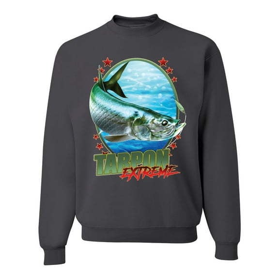 Tarpon Extreme Unisex Crewneck Graphic Sweatshirt, Charcoal, X-Large