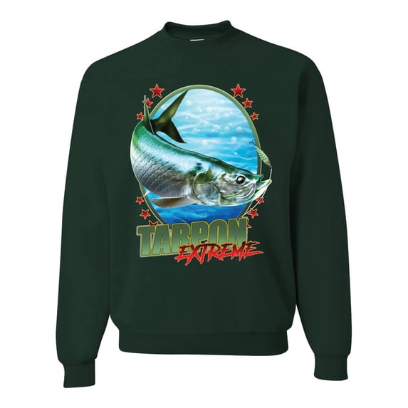 Tarpon Extreme Unisex Crewneck Graphic Sweatshirt, Forest Green, Small