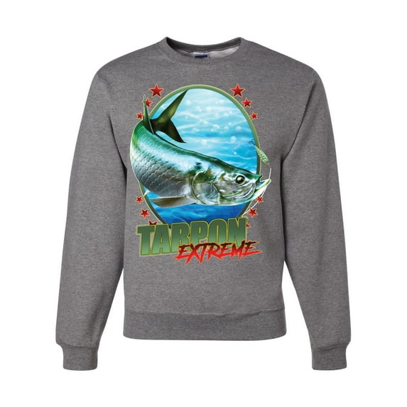 Tarpon Extreme Unisex Crewneck Graphic Sweatshirt, Heather Grey, X-Large