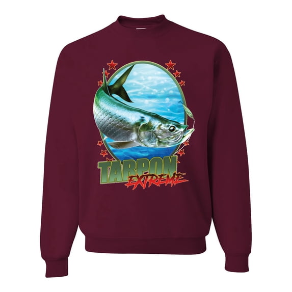 Tarpon Extreme Unisex Crewneck Graphic Sweatshirt, Maroon, 3XL