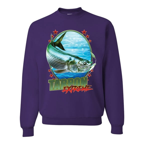 Tarpon Extreme Unisex Crewneck Graphic Sweatshirt, Purple, X-Large