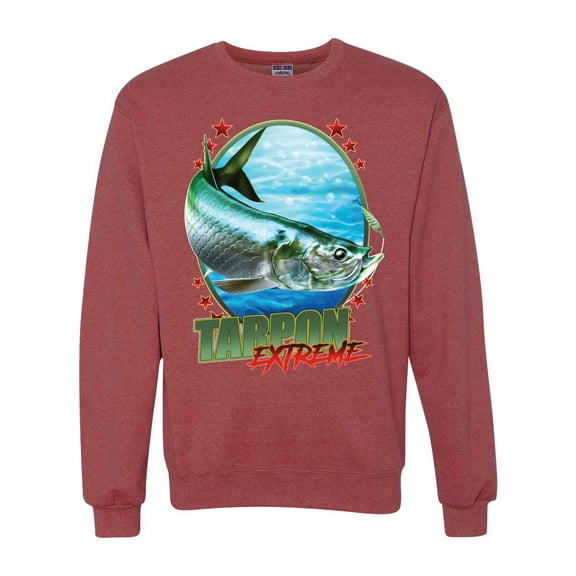 Tarpon Extreme Unisex Crewneck Graphic Sweatshirt, Vintage Heather Red, Large