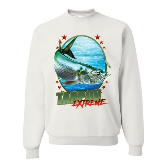 Tarpon Extreme Unisex Crewneck Graphic Sweatshirt, White, Large