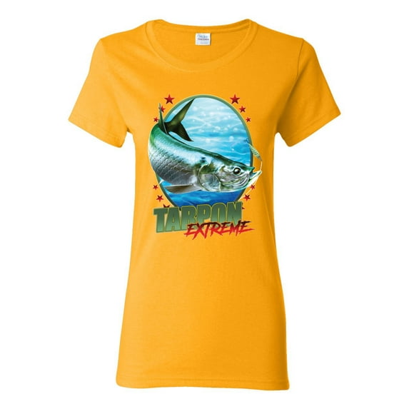 Tarpon Extreme Womens Graphic T-Shirt, Gold, Small
