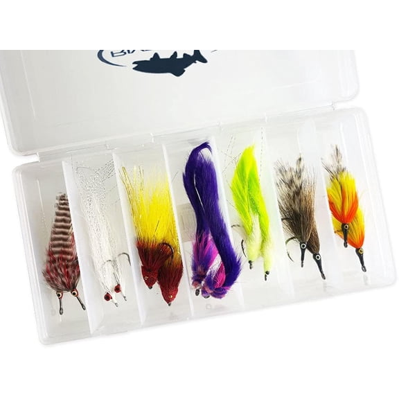 Tarpon Fishing Flies Assortment Kit with Fly Box, Poppers, Shrimp, Crab, Deceiver Flies for Fly Fishing - 14 Piece