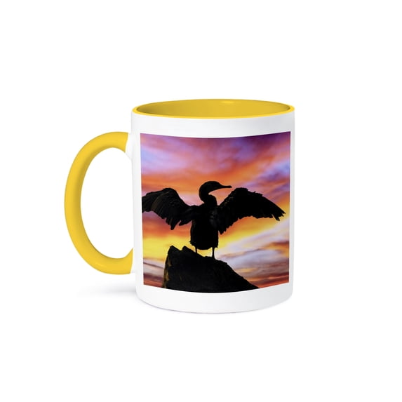 3dRose, Tarpon Springs, Florida, Cormorant bird - US10 DSN0002 - Deborah Sandidge, 15oz Two-Tone Yellow Mug