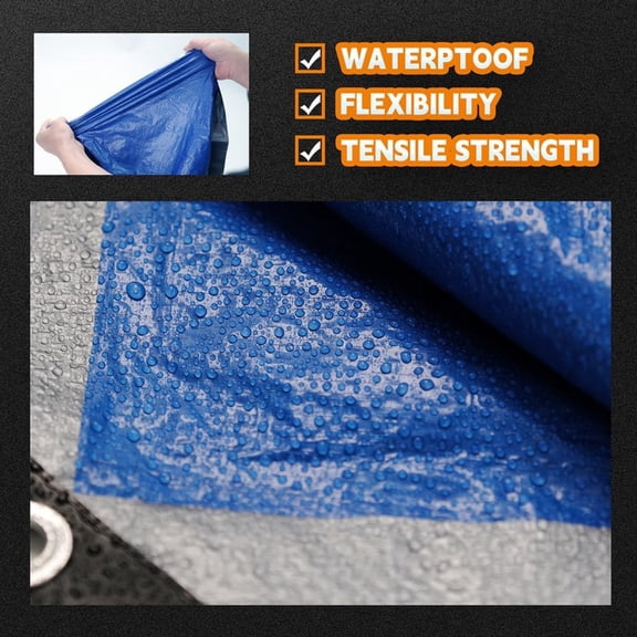 Tarps 8x10 Feet (5 Pack) - 5.5 Mil, Multipurpose Waterproof Poly Tarp Cover with Metal Grommets and Reinforced Edges, Silver/Blue Tarp