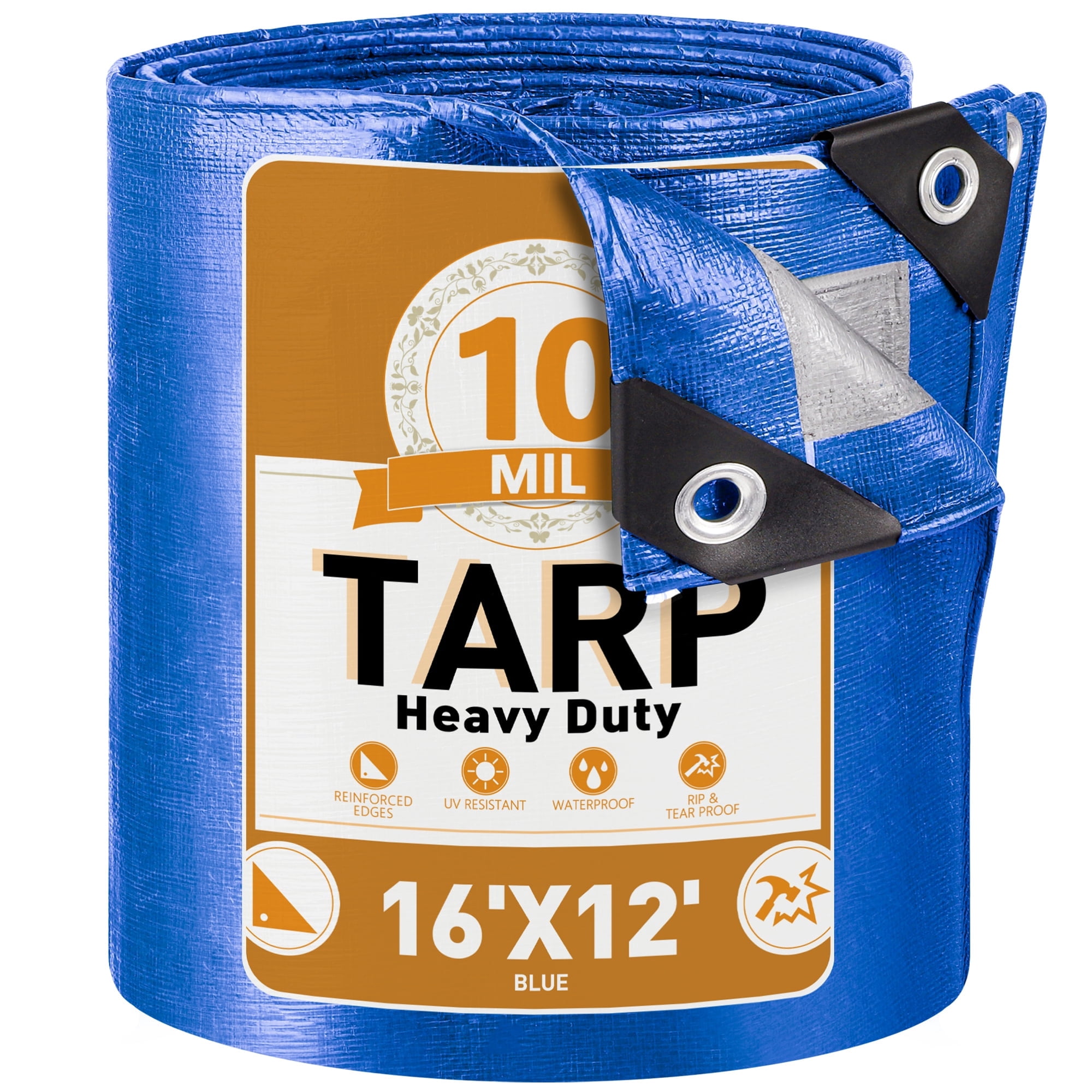 Core Tarps Extra Heavy Duty 16 Mil Tarp Cover, Waterproof, UV Resistant, Rip And Tear Proof, Poly Tarpaulin With Reinforced Edges For Roof, Patio, Pool, Boat (White 12′ X 12 - View #12