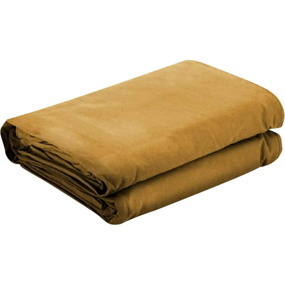 Tarps Now 12x20 ft Heavy Duty Canvas Tarp | 18 MIL Industrial Grade, Tear Resistant, Reinforced Edges, Nickel Plated Grommets | Ideal for Construction, Trucking, Manufacturing, Automotive – Tan Color