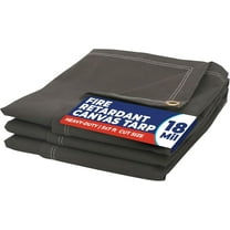 Tarps Now (5' x 7'), 18 Mil Fire Retardent Canvas Tarp with Brass Grommets- Dark Olive Darb