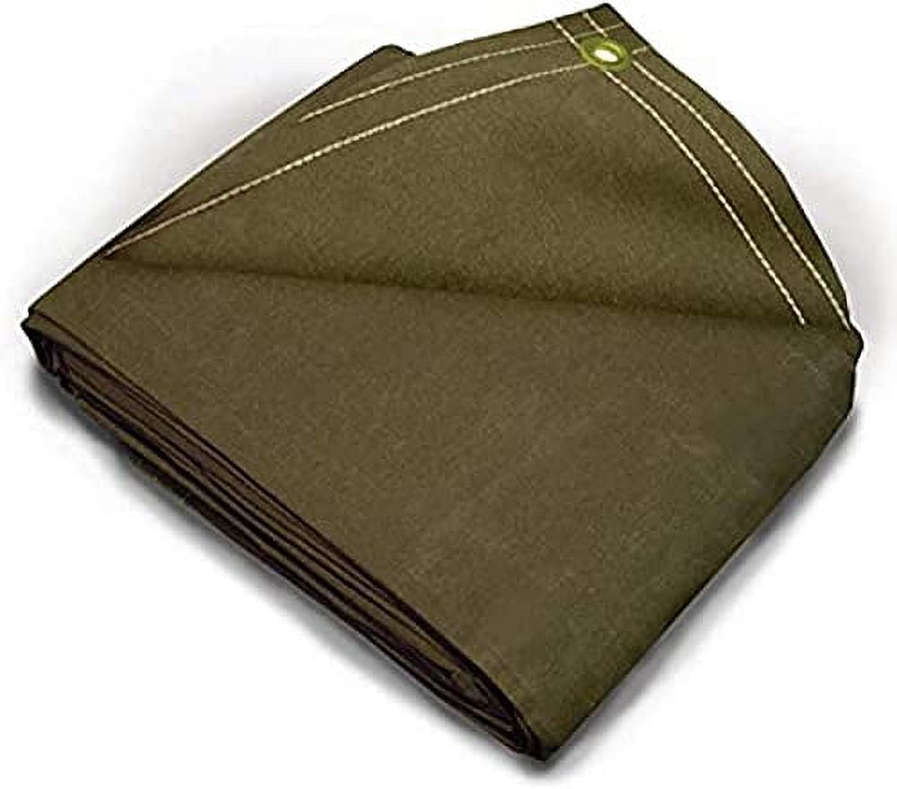 Olive Drab Heavy Duty Canvas Tarp with Brass Grommets, 12' x 20'