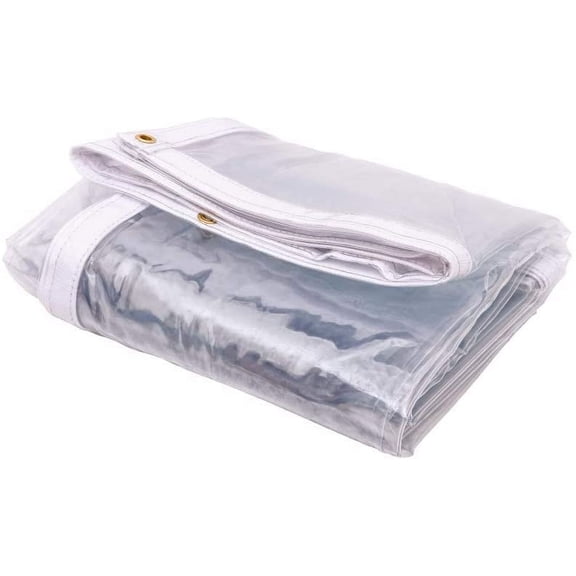 Tarps Now Marine Grade Fire Retardant Clear Vinyl Tarp, (10’ x 20’) with Brass Grommets - Waterproof Heavy Duty Tarp Canopy Sheet Cover Multi Purpose Tarpaulin for Indoor and Outdoor -18 oz and 20Mil