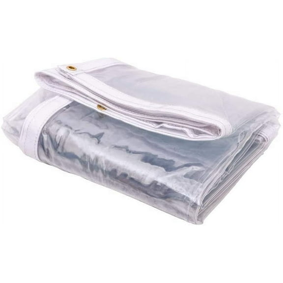 Tarps Now Marine Grade Fire Retardant Clear Vinyl Tarp, (8’ x 12’) with Brass Grommets - Waterproof Heavy Duty Tarp Canopy Sheet Cover Multi Purpose Tarpaulin for Indoor and Outdoor - 18 oz and 20Mil