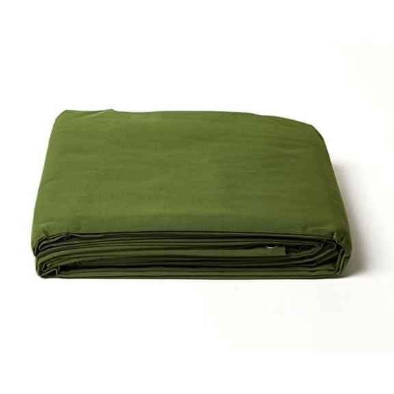 Tarps Now Waterproof Canvas Tarp - 12’ x 20’ Heavy Duty Tarp (Olive Green)