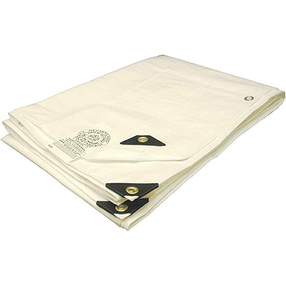 Tarps Now (10' x 10') Waterproof Fire Retardant Poly Tarp with Grommets - White