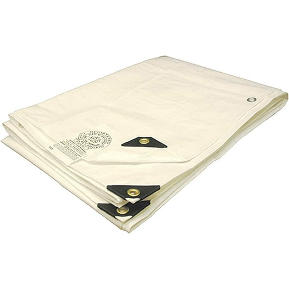 Tarps Now (10' x 16') Waterproof Fire Retardant Poly Tarp with Grommets - White