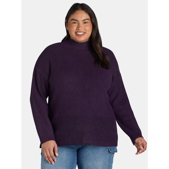 Plus Size Desert Rose Funnel Neck Sweater