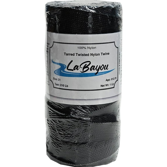 Tarred Twisted 100% Nylon Twine. Strong and Durable, for Fishing, Projects, Construction, Gardening, Decorating. LaBayou Brand. 1 lb, size 96