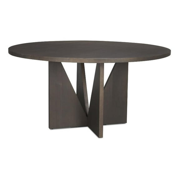 Tarro 60" Round Textured Espresso Wood w/ Geometrical Base Dining Table