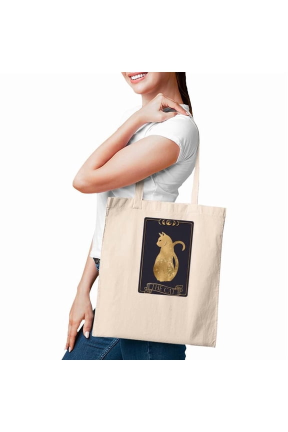 Tarrot Card Misterious The Cat Card Design Tote Bags