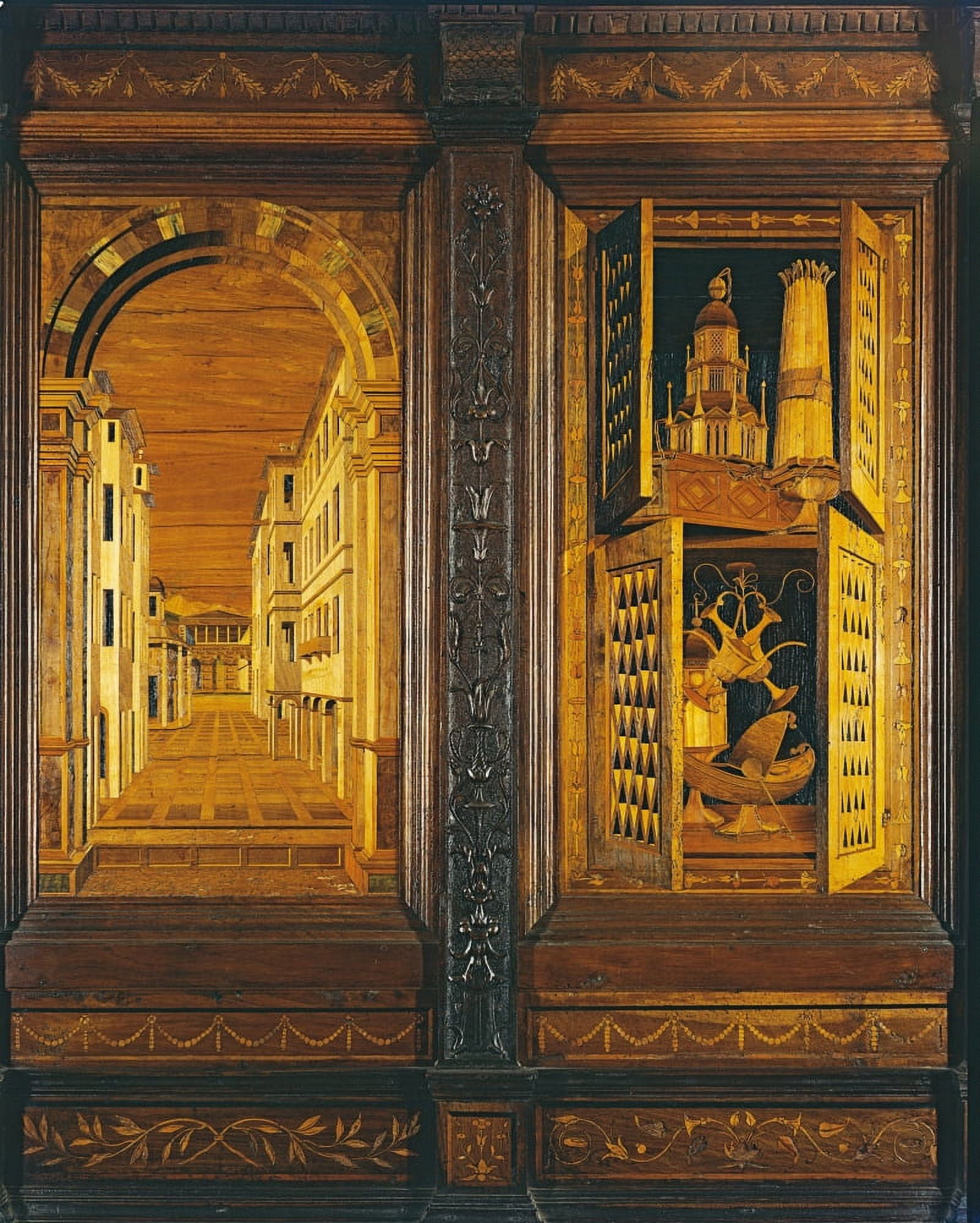 Tarsie Of The Choir Of The Abbey Of Monte Oliveto Canvas Art - (24 x 36)
