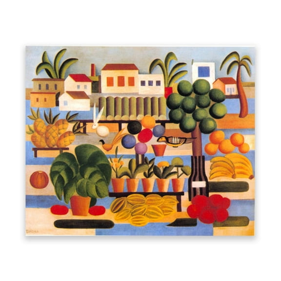 Tarsila do Amaral Famous Painting Reproduction.“Feira” Living Room Bedroom Decor Canvas Wall Art Picture.