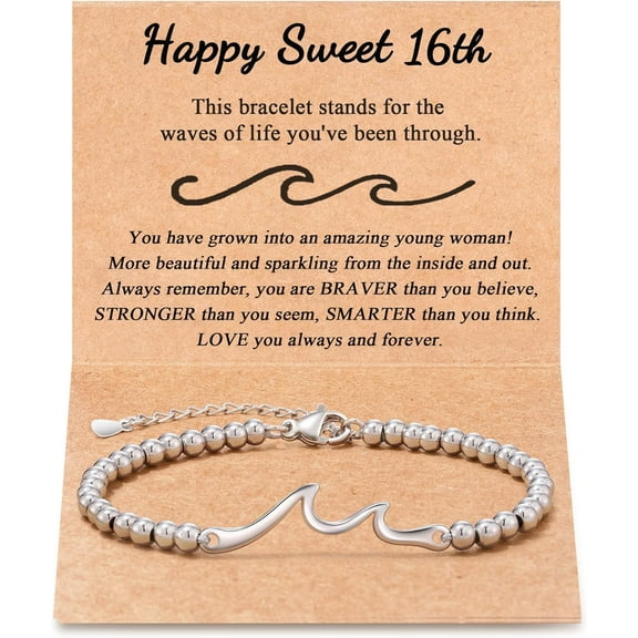 Birthday Gifts for Women, Through The Waves of Life, Birthday Bracelet for Women Friend Sister Daughter Mom Grandma