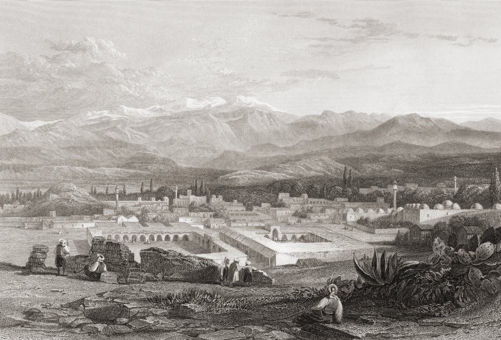 Tarsus Turkey 19Th Century Print Drawn By WL Leitch From A Sketch By Count Leon De Laborde Canvas Art - Ken Welsh Design Pics (17 x 12)