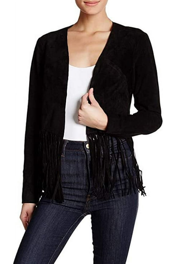 Tart Bronwyn Fringe Leather Jacket, Black - Small