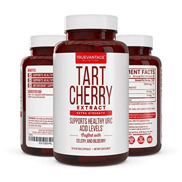 Tart Cherry Extract 1500mg Plus Celery Seed and Bilberry Extract - 90 Veggie Capsules