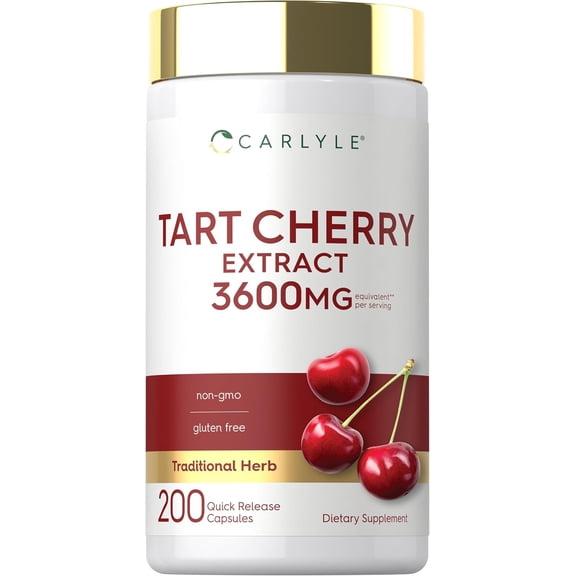 Tart Cherry Capsules | 200 Count | 3600mg | Non-GMO & Gluten Free | By Carlyle