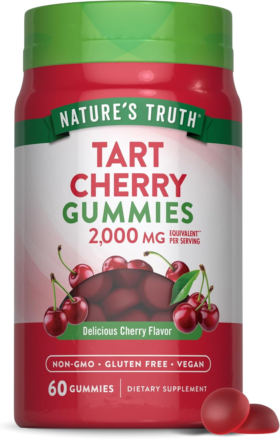Nature's Truth Tart Cherry Chewable Gummies, 2000mg, Vegan, Non