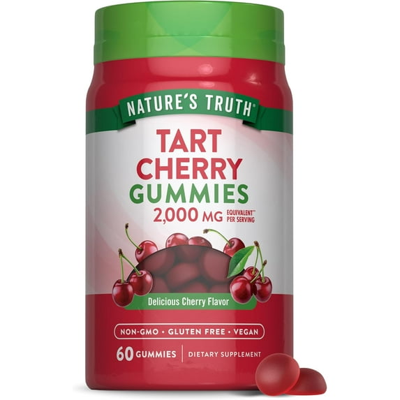 Tart Cherry | 2000mg | 60 Gummies | Vegan, Non-GMO, Gluten Free | Cherry Flavor | by Nature's Truth