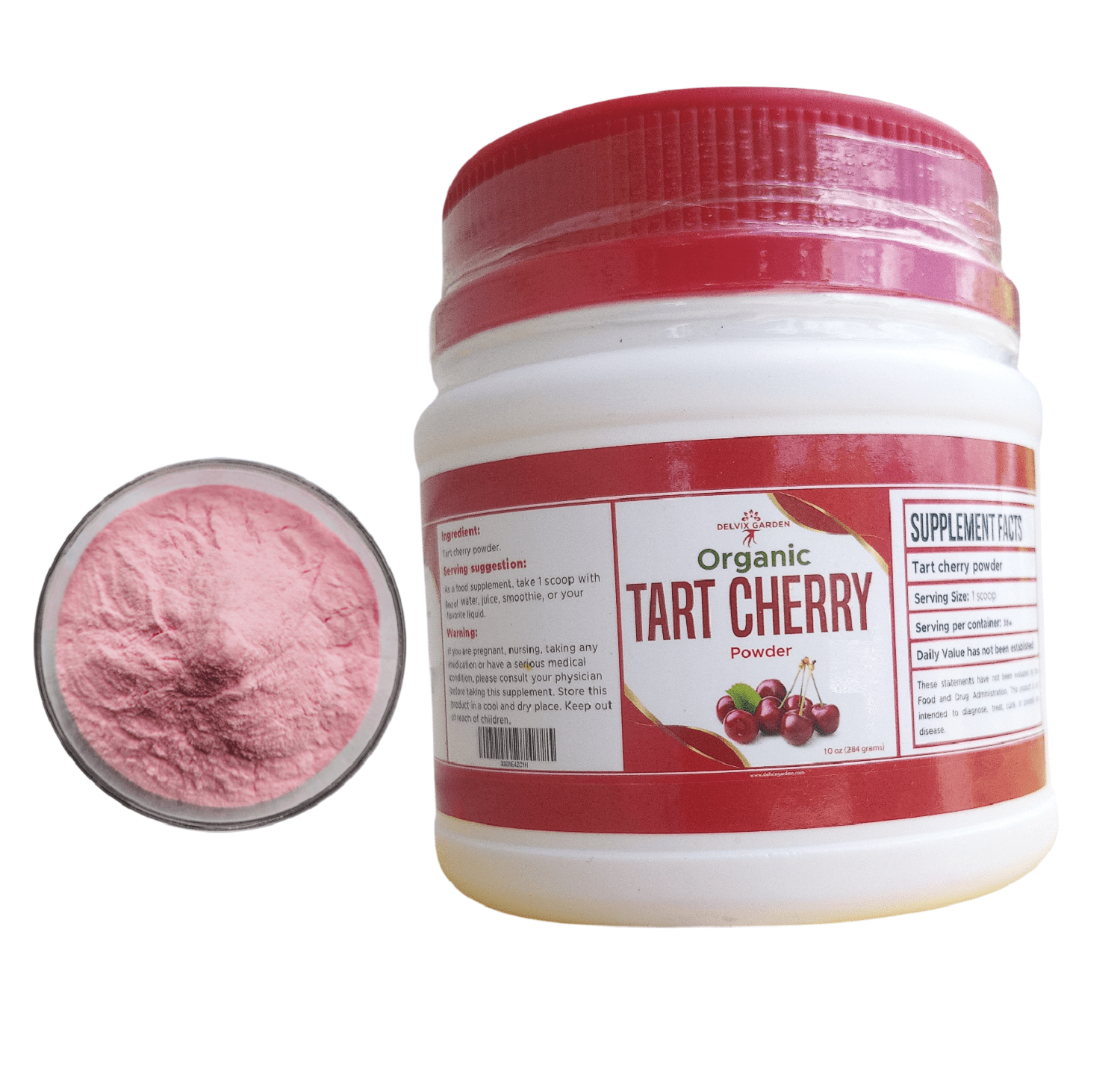 Tart Cherry Powder – 10 oz | Pure & Unsweetened | Premium Freeze-Dried Tart Cherries | Rich Color & Flavor | Perfect for Smoothies, Baking, and Recipes