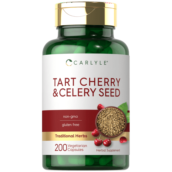 Tart Cherry and Celery Seed Supplement | 200 Capsules | For Men and Women | By Carlyle