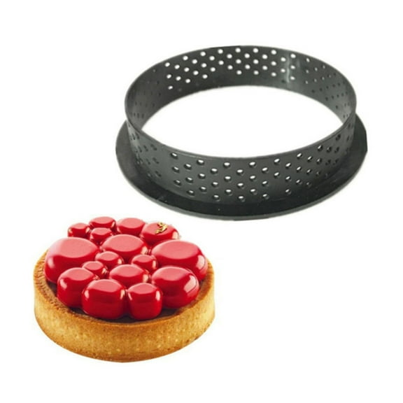 Tart Ring, Perforated Tart Rings for Baking, Stainless Steel Nonstick Round Cake Ring, Metal Pastry Mold for French Dessert