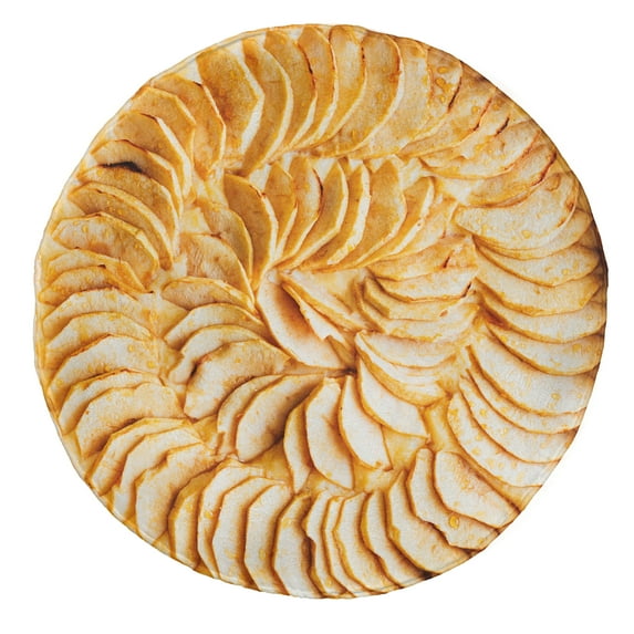 Tart Round Blanket, Freshly Baked Apple Pie with Cinnamon Crusty Crispy Dessert with Fruit Artwork, Cozy Plush for Indoor & Outdoor Use Novelty Gift Idea, 60" Round, Apricot Eggshell, by Ambesonne