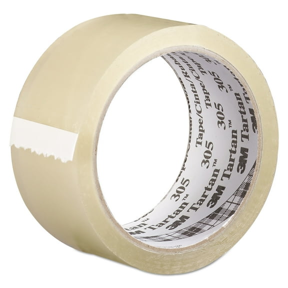 Tartan 305 Box Sealing Tape, 48 mm x 100 m, 3" Core, Clear, 36/Carton
