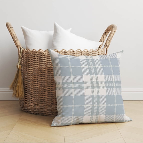 Tartan Block Blue Throw Pillow