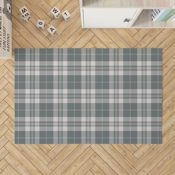 Tartan Block Deep Aqua Kids Play Mat