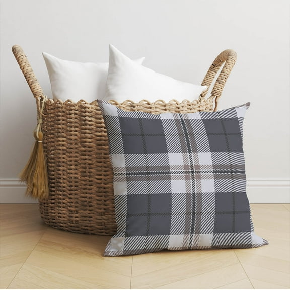Tartan Block Slate Throw Pillow