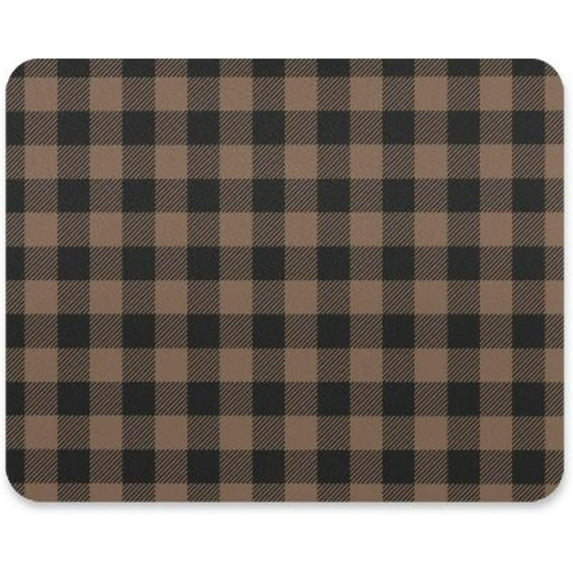 Tartan Coffee Brown Plaid Mouse Pad Cute Mousepad with Non-Slip Rubber Base for Laptop Office