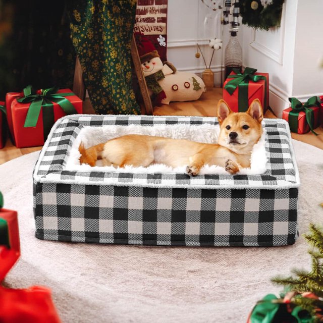 Tartan Cozy Dog AntiAnxiety Calming Bed, Christmas Classic Tartan Pet